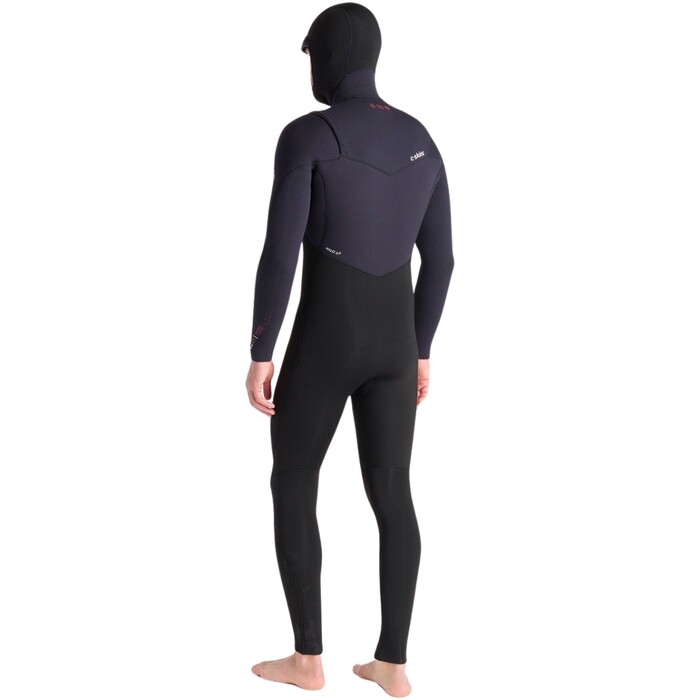 2024 C-Skins Mens NuWave ReWired 6/5mm Chest Zip Hooded Wetsuit C-NRW65MH - Black / Black x / Rust